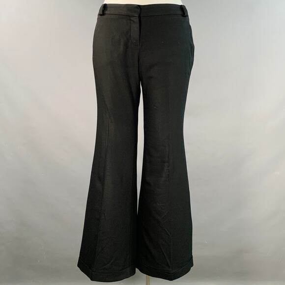 BURBERRY Size 10 Black Wool Blend Cuffed Wide Leg Dress Pants - Picture 1 of 4